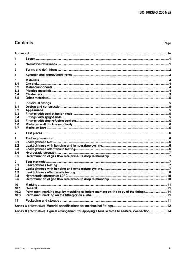 ISO 10838-3:2001 - Mechanical fittings for polyethylene piping systems for the supply of gaseous fuels