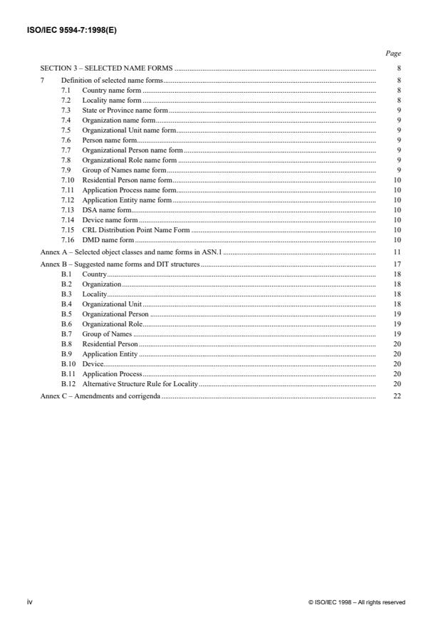 ISO/IEC 9594-7:1998 ISO/IEC 9594-7:1998 - Information technology -- Open Systems Interconnection -- The Directory: Selected object classes - Page 4 preview