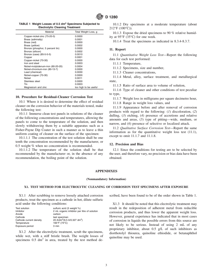 ASTM D1280-00 - Standard Test Method for Total Immersion Corrosion Test for Soak Tank Metal Cleaners