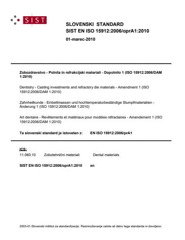 EN ISO 15912:2006/oprA1:2010