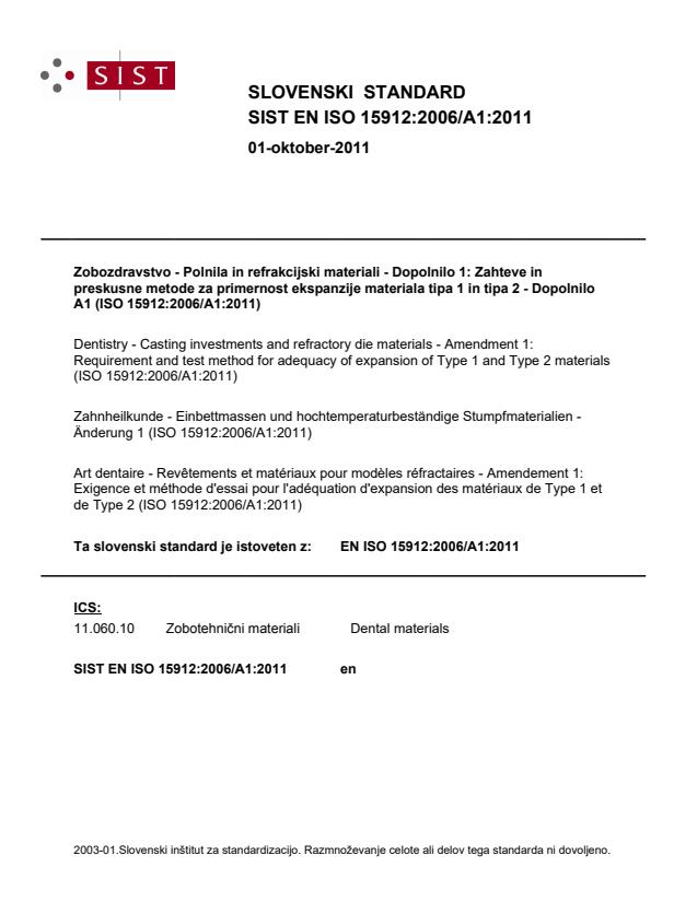 EN ISO 15912:2006/A1:2011
