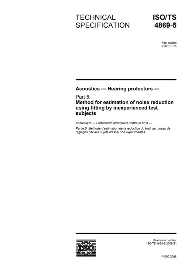 ISO/TS 4869-5:2006 - Acoustics -- Hearing protectors