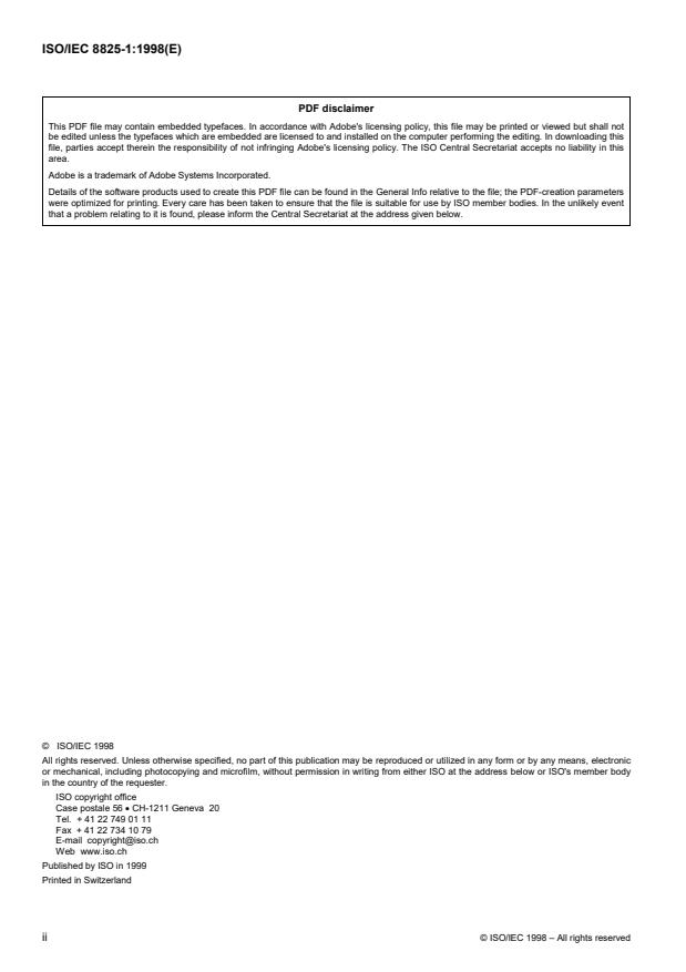 ISO/IEC 8825-1:1998 ISO/IEC 8825-1:1998 - Information technology -- ASN.1 encoding rules: Specification of Basic Encoding Rules (BER), Canonical Encoding Rules (CER) and Distinguished Encoding Rules (DER) - Page 2 preview