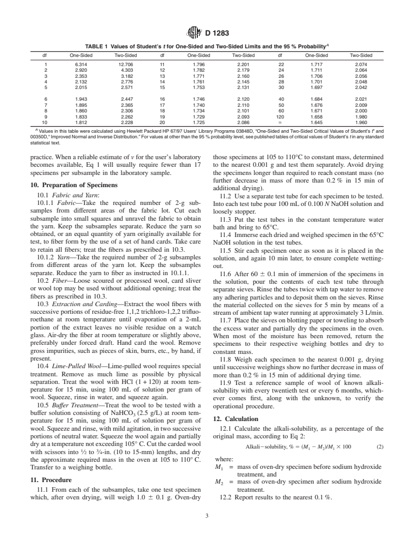 ASTM D1283-85(2001) - Standard Test Method for Alkali-Soluability of Wools