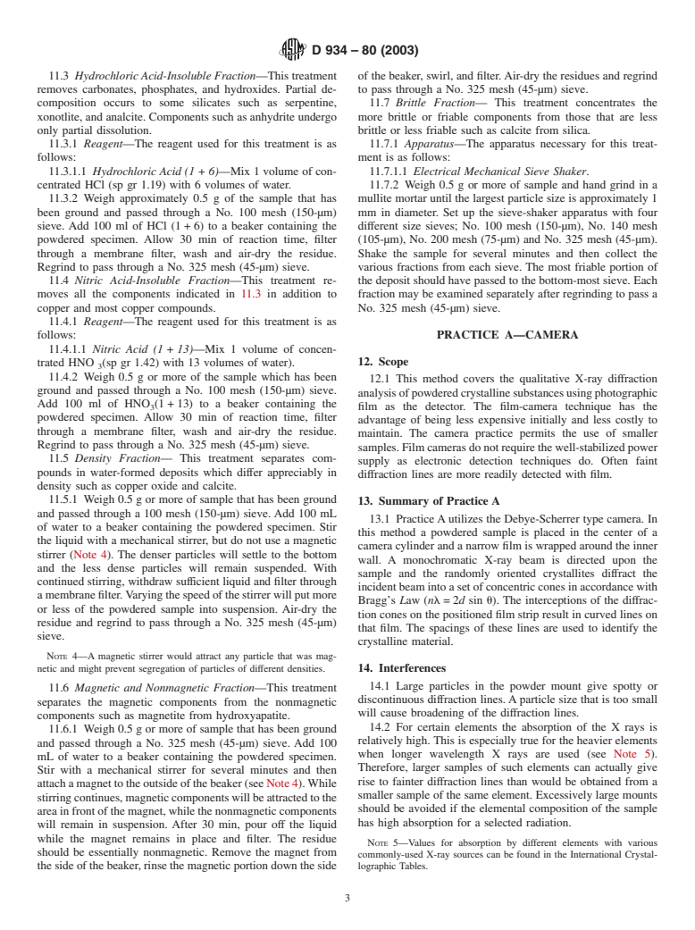 ASTM D934-80(2003) - Standard Practices for Identification of Crystalline Compounds in Water-Formed Deposits By X-Ray Diffraction