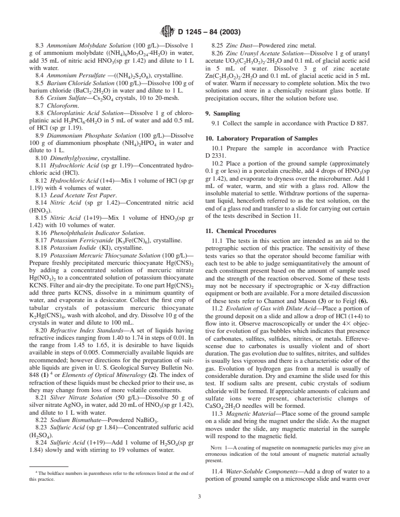 ASTM D1245-84(2003) - Standard Practice for Examination of Water-Formed Deposits by Chemical Microscopy