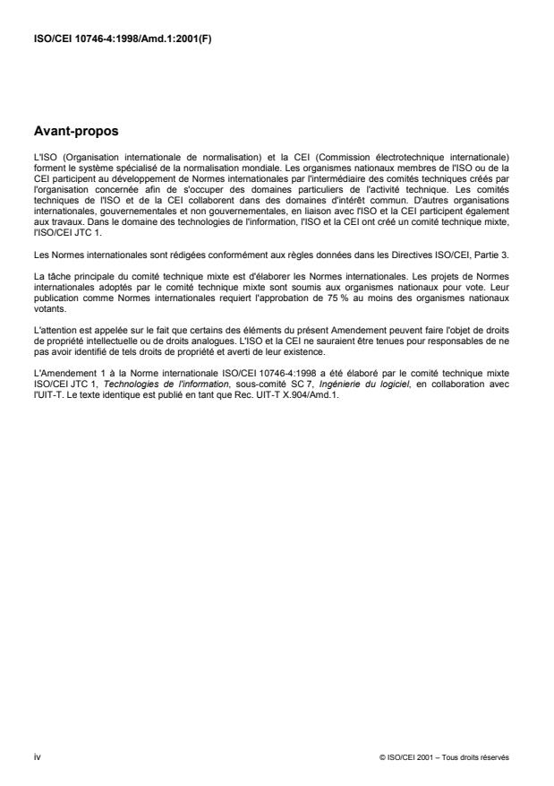 ISO/IEC 10746-4:1998/Amd 1:2001 ISO/IEC 10746-4:1998/Amd 1:2001 - Formalisation de traitement - Page 4 preview