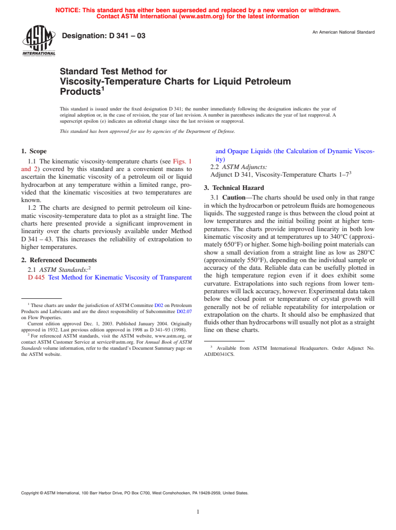 ASTM D341-03 - Standard Test Method for Viscosity-Temperature Charts for Liquid Petroleum Products