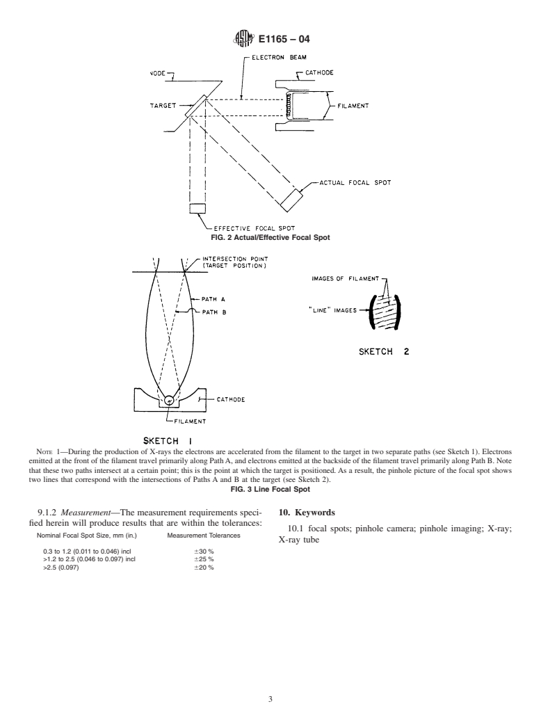 ASTM E1165-04 - Standard Test Method for Measurement of Focal Spots of Industrial X-Ray Tubes by Pinhole Imaging