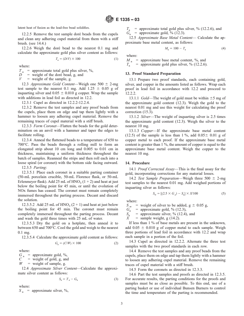 ASTM E1335-03 - Standard Test Methods for Determination of Gold in Bullion by Cupellation