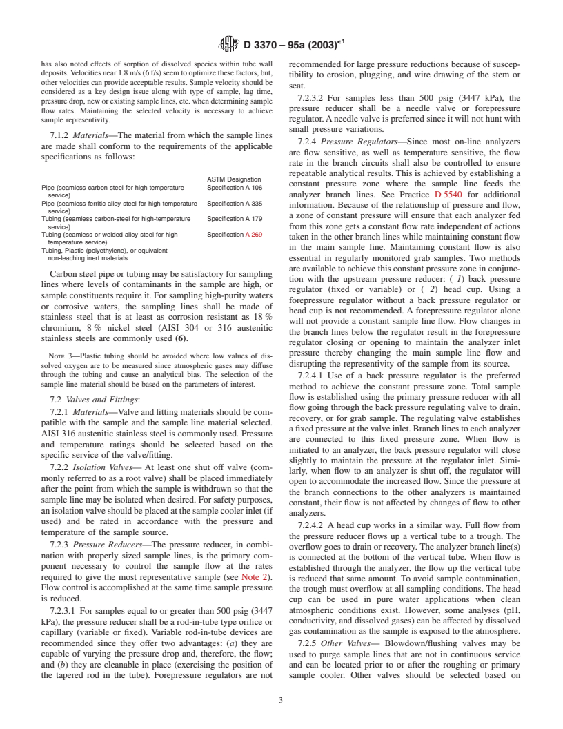 ASTM D3370-95a(2003)e1 - Standard Practices for Sampling Water from Closed Conduits