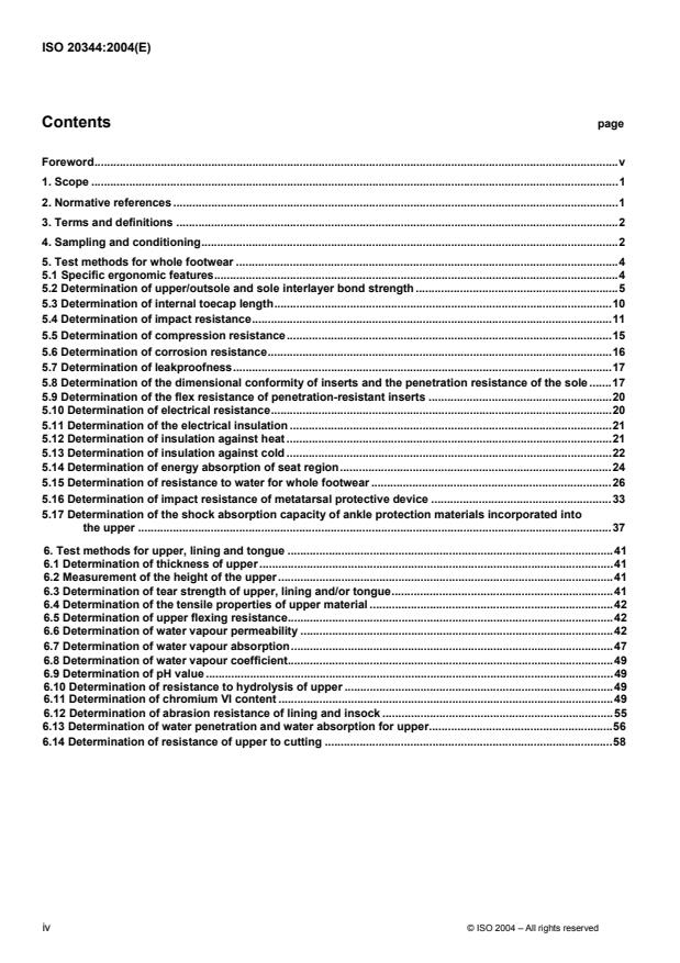 ISO 20344:2004 ISO 20344:2004 - Personal protective equipment -- Test methods for footwear - Page 4 preview