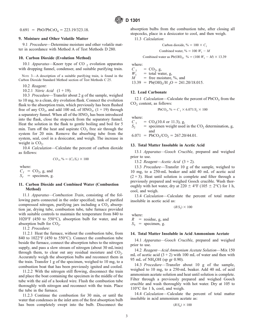 ASTM D1301-91(1999) - Standard Test Methods for Chemical Analysis of White Lead Pigments