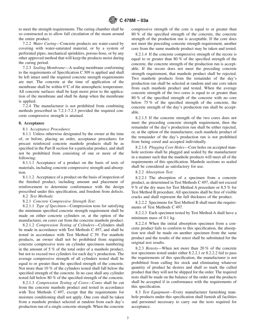 ASTM C478M-03a - Standard Specification for Precast Reinforced Concrete Manhole Sections [Metric]