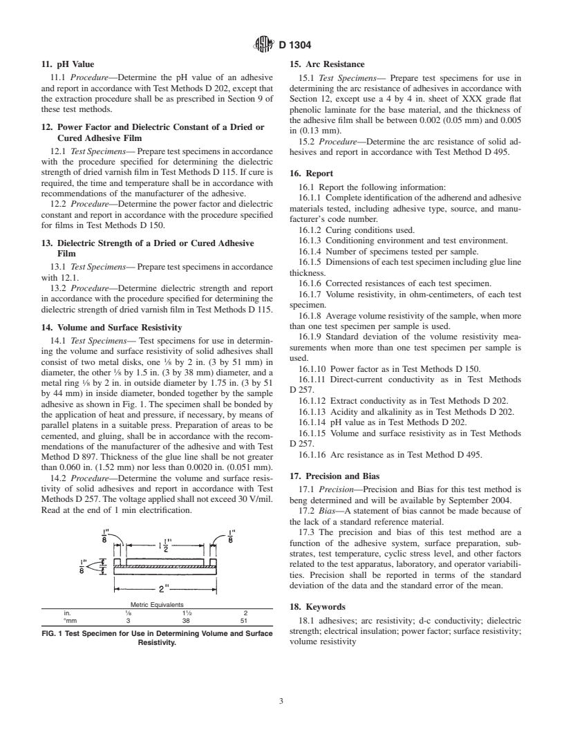 ASTM D1304-99 - Standard Test Methods for Adhesives Relative to Their Use as Electrical Insulation