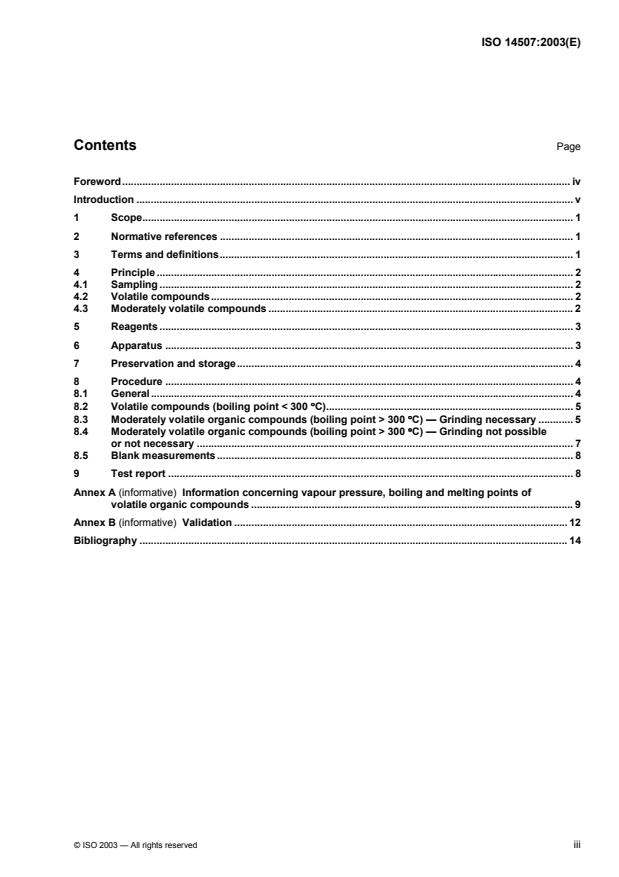 ISO 14507:2003 - Soil quality -- Pretreatment of samples for determination of organic contaminants