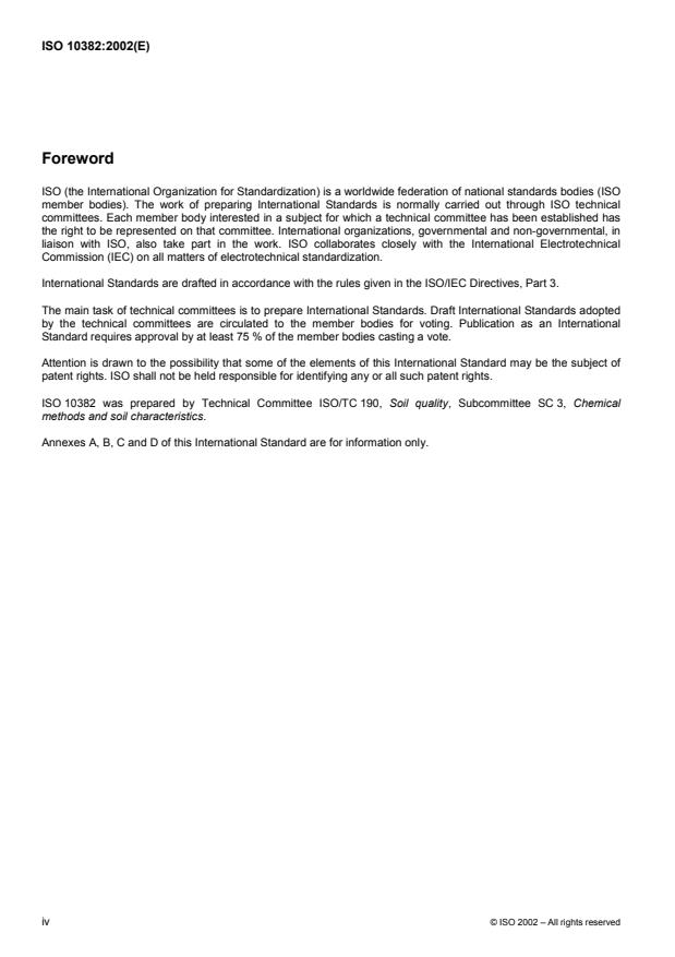 ISO 10382:2002 ISO 10382:2002 - Soil quality -- Determination of organochlorine pesticides and polychlorinated biphenyls -- Gas-chromatographic method with electron capture detection - Page 4 preview
