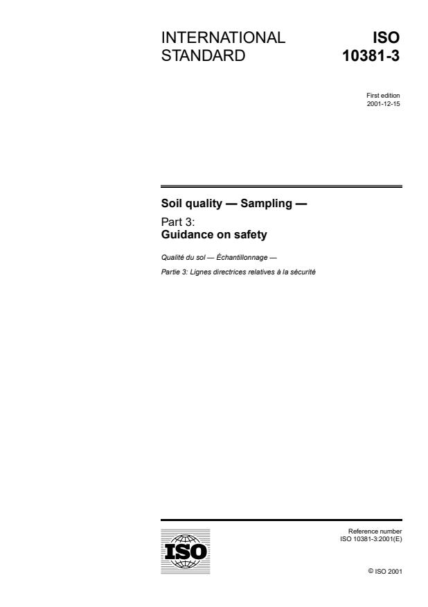 ISO 10381-3:2001 - Soil quality -- Sampling