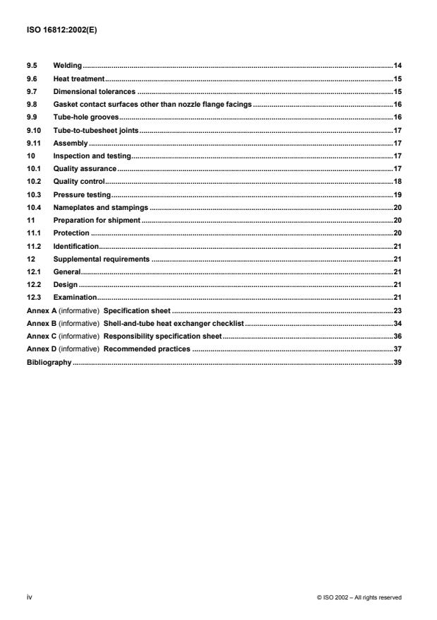 ISO 16812:2002 ISO 16812:2002 - Petroleum and natural gas industries -- Shell-and-tube heat exchangers - Page 4 preview
