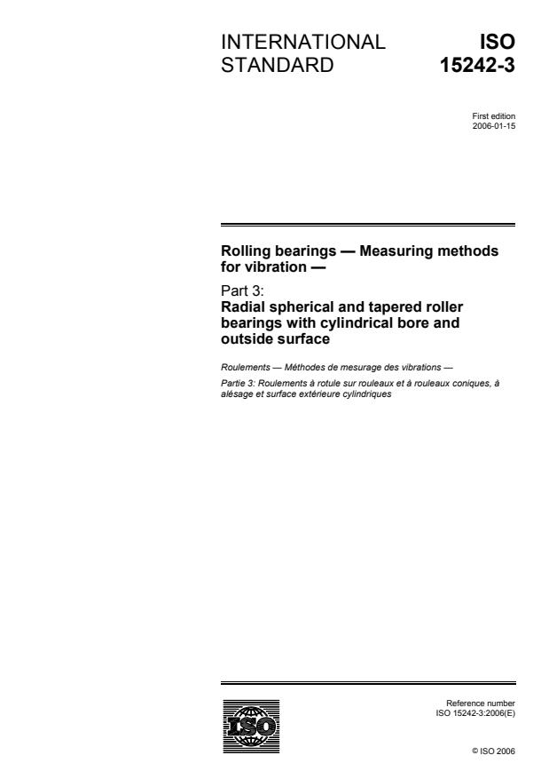 ISO 15242-3:2006 - Rolling bearings -- Measuring methods for vibration
