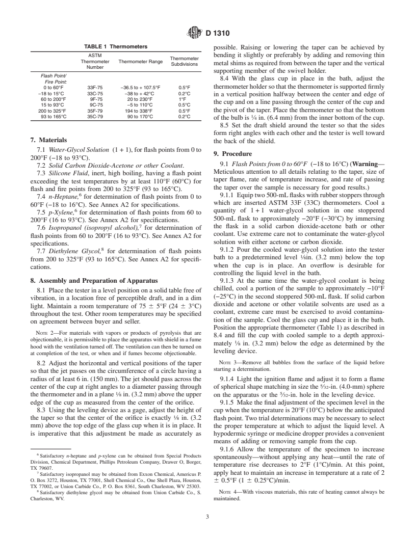 ASTM D1310-01 - Standard Test Method for Flash Point and Fire Point of Liquids by Tag Open-Cup Apparatus