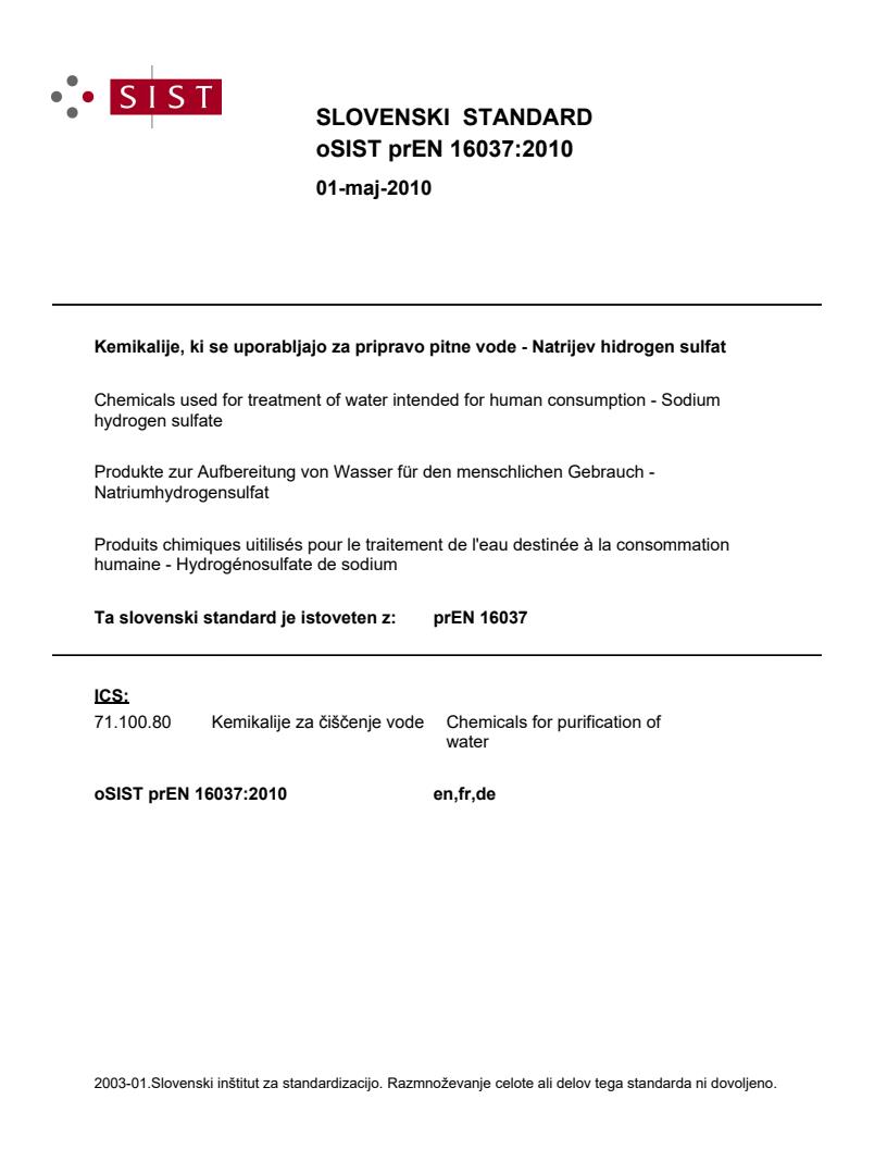 prEN 16037:2010