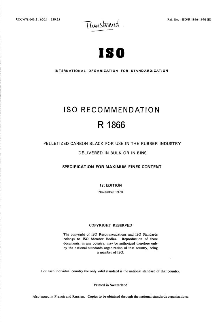 ISO/R 1866:1970 - Title missing - Legacy paper document
Released:1/1/1970