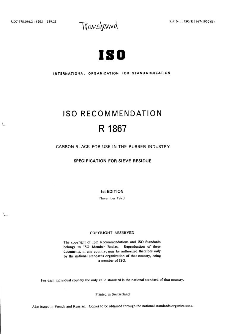 ISO/R 1867:1970 - Title missing - Legacy paper document
Released:1/1/1970