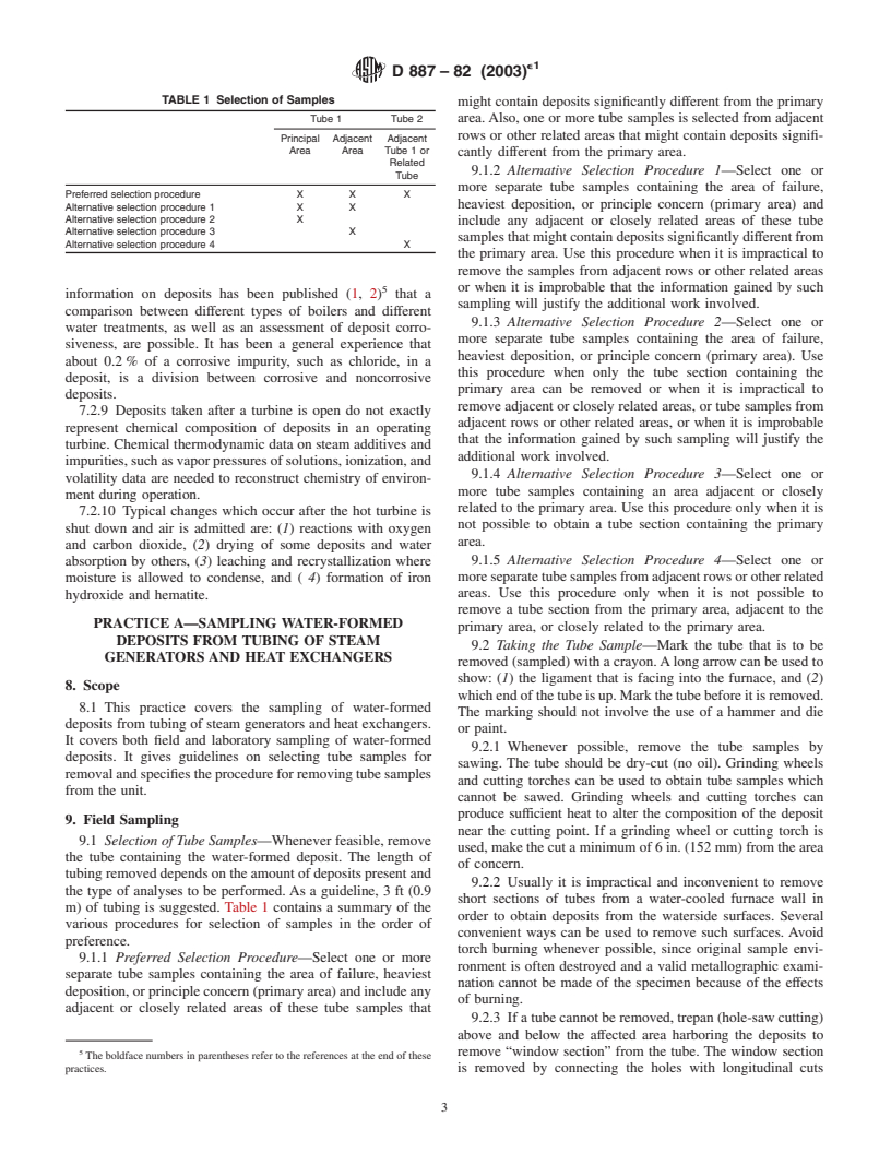 ASTM D887-82(2003)e1 - Standard Practices for Sampling Water-Formed Deposits