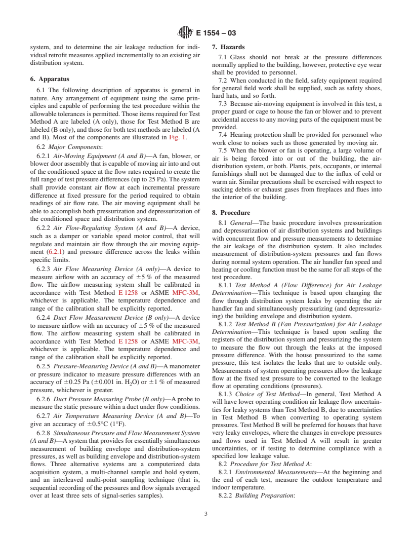 ASTM E1554-03 - Standard Test Methods for Determining External Air Leakage of Air Distribution Systems by Fan Pressurization