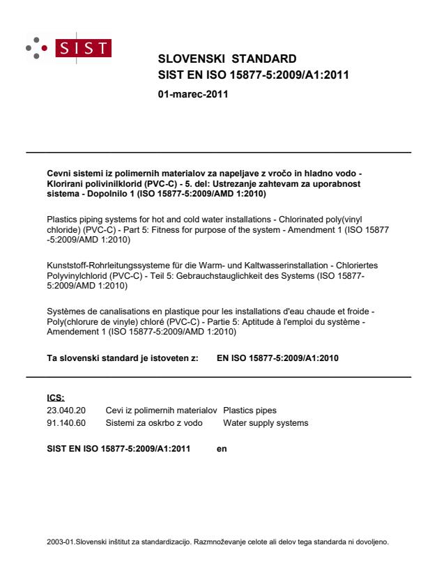 EN ISO 15877-5:2009/A1:2011