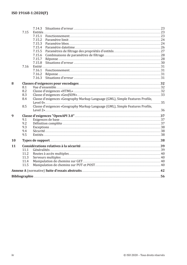 ISO 19168-1:2020 ISO 19168-1:2020 - Information géographique — API géospatiale pour les entités — Partie 1: Profil minimal
Released:7/12/2021 - Page 4 preview