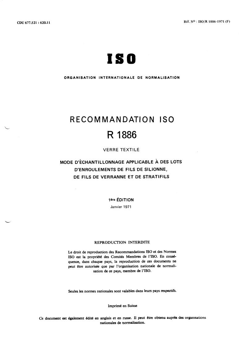 ISO/R 1886:1971 - Title missing - Legacy paper document
Released:1/1/1971