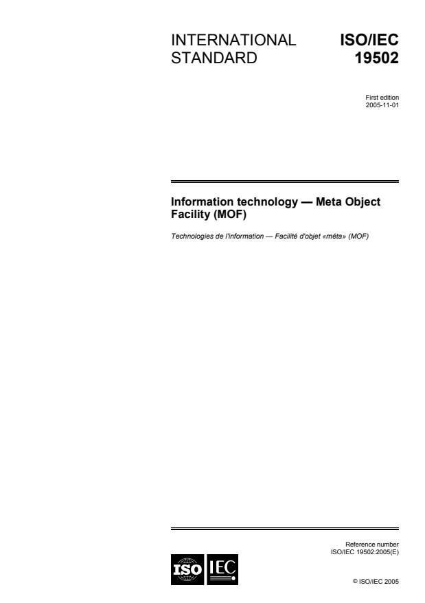 ISO/IEC 19502:2005 - Information technology -- Meta Object Facility (MOF)