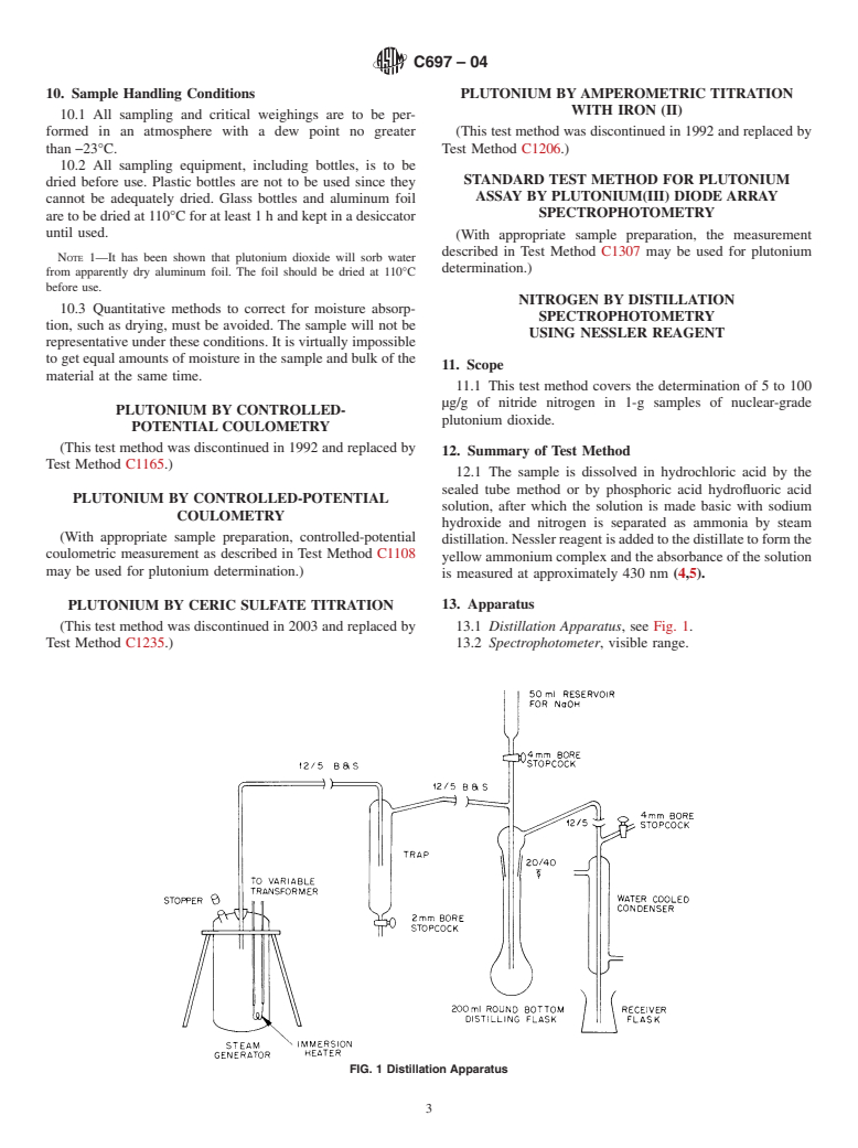 ASTM C697-04 - Standard Test Methods for Chemical, Mass Spectrometric, and Spectrochemical Analysis of Nuclear-Grade Plutonium Dioxide Powders and Pellets