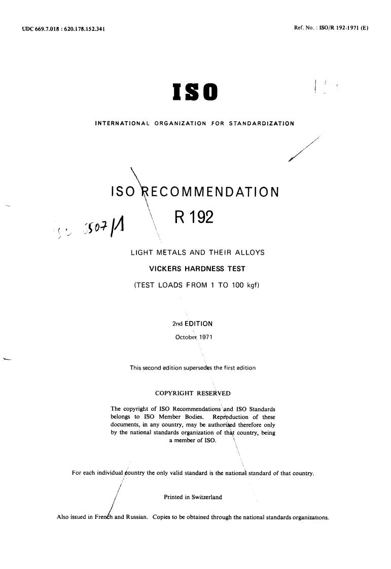 ISO/R 192:1971 - Title missing - Legacy paper document
Released:1/1/1971