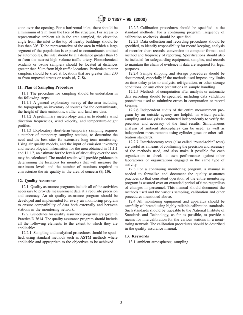 ASTM D1357-95(2000) - Standard Practice for Planning the Sampling of the Ambient Atmosphere