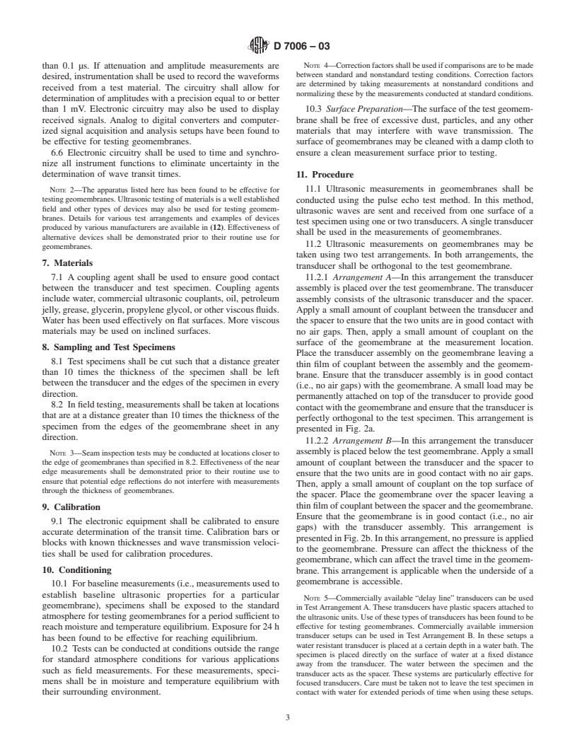 ASTM D7006-03 - Standard Practice for Ultrasonic Testing of Geomembranes