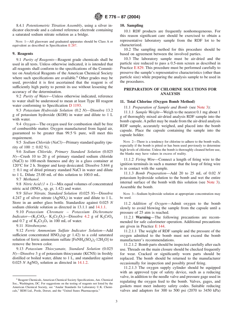 ASTM E776-87(2004) - Standard Test Method for Forms of Chlorine in Refuse-Derived Fuel