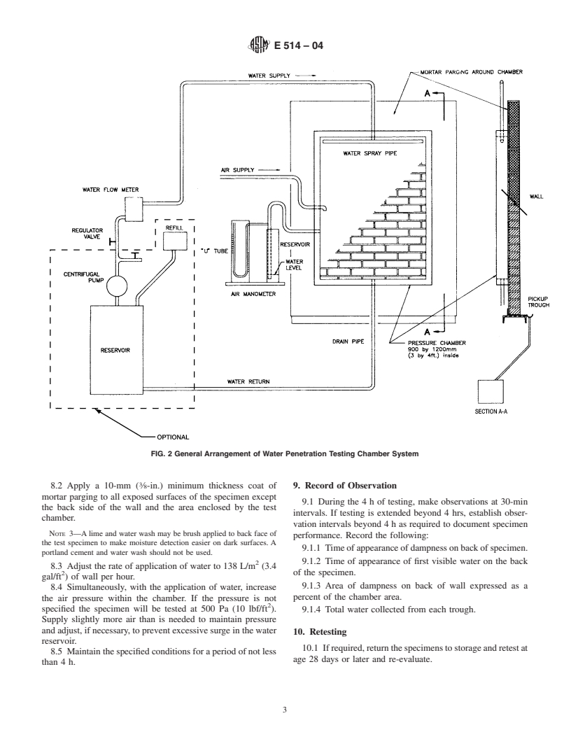 ASTM E514-04 - Standard Test Method for Water Penetration and Leakage Through Masonry