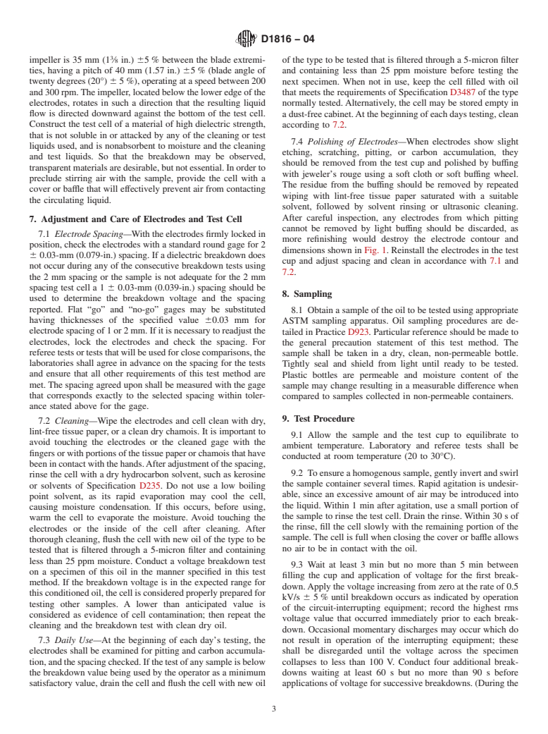 ASTM D1816-04 - Standard Test Method for Dielectric Breakdown Voltage of Insulating Oils of Petroleum Origin Using VDE Electrodes