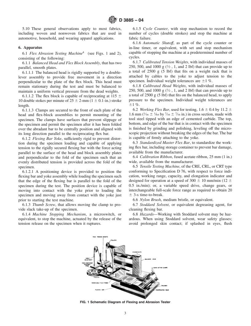 ASTM D3885-04 - Standard Test Method for Abrasion Resistance of Textile Fabrics (Flexing and Abrasion Method)