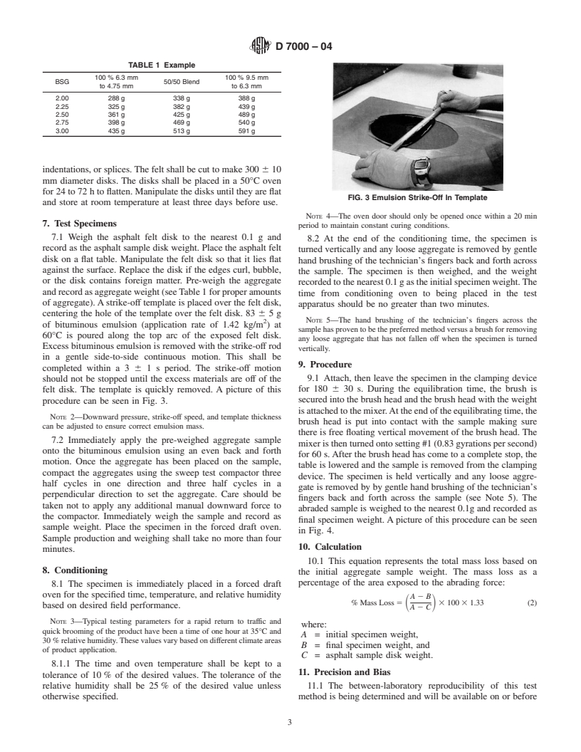 ASTM D7000-04 - Standard Test Method for Sweep Test of Bituminous Emulsion Surface Treatment Samples