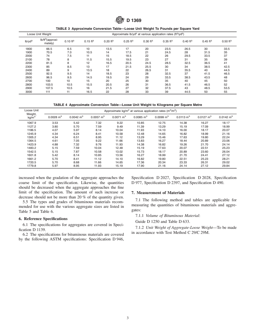 ASTM D1369-84(2000) - Standard Practice for Quantities of Materials for Bituminous Surface Treatments