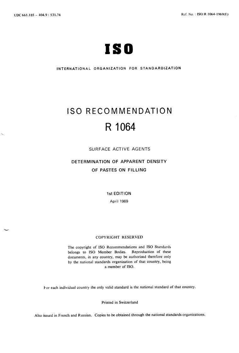 ISO/R 1064:1969 - Title missing - Legacy paper document
Released:1/1/1969