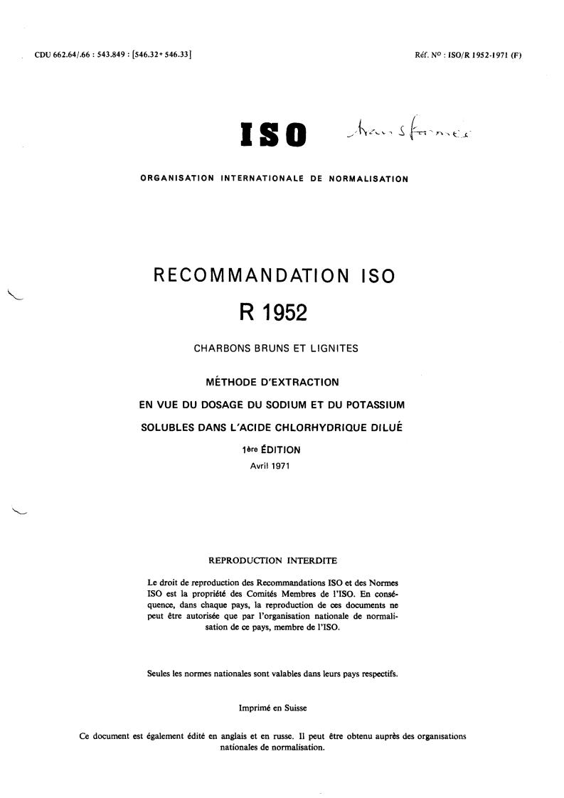 ISO/R 1952:1971 - Title missing - Legacy paper document
Released:1/1/1971