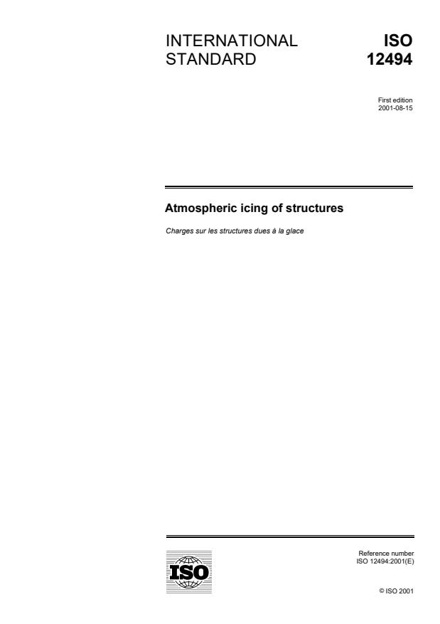 ISO 12494:2001 - Atmospheric icing of structures