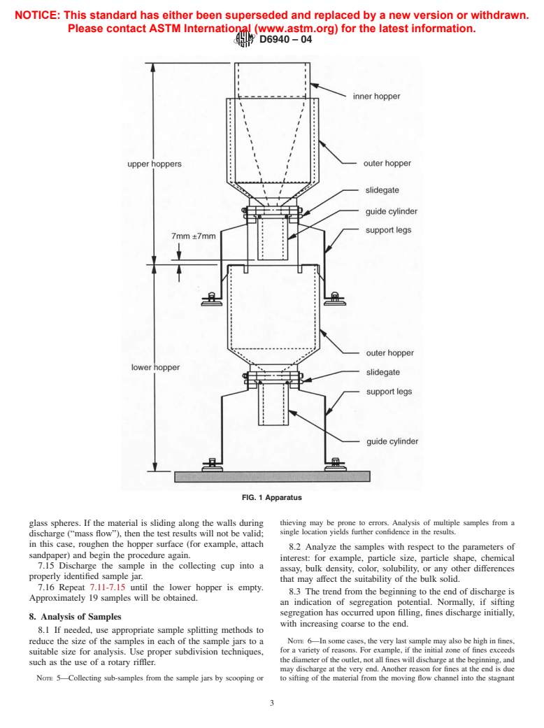 ASTM D6940-04 - Standard Practice for Measuring Sifting Segregation Tendencies of Bulk Solids