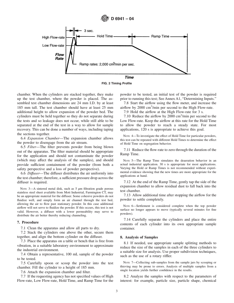 ASTM D6941-04 - Standard Practice for Measuring Fluidization Segregation Tendencies of Powders