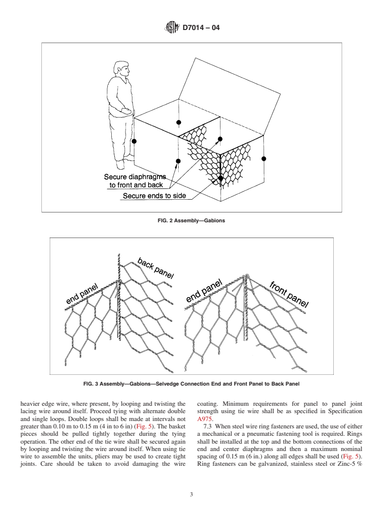 ASTM D7014-04 - Standard Practice for Assembly and Placement of Double-Twisted Wire Mesh Gabions and Revet Mattresses